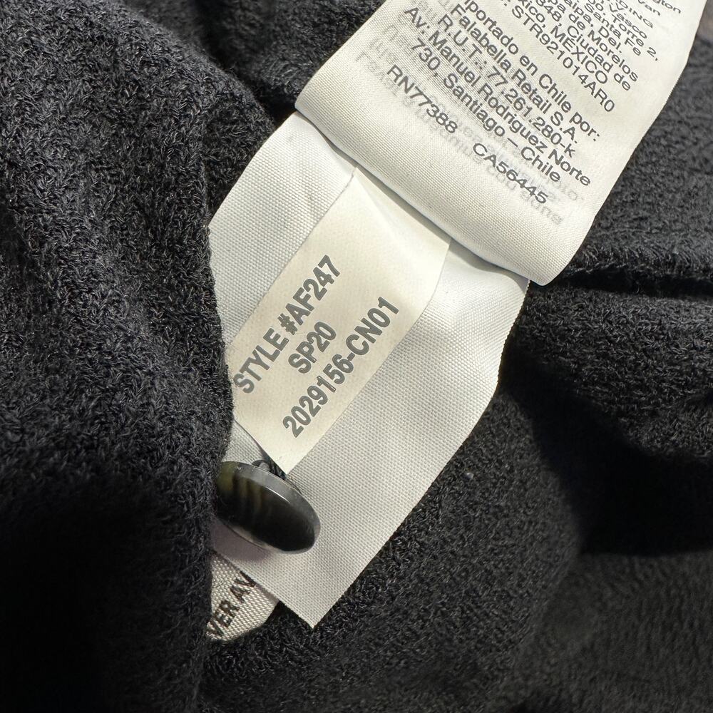 New Madewell Black Cross Front Button Dress Faux Wrap Puff Sleeve Retro Size XL - Picture 12 of 12